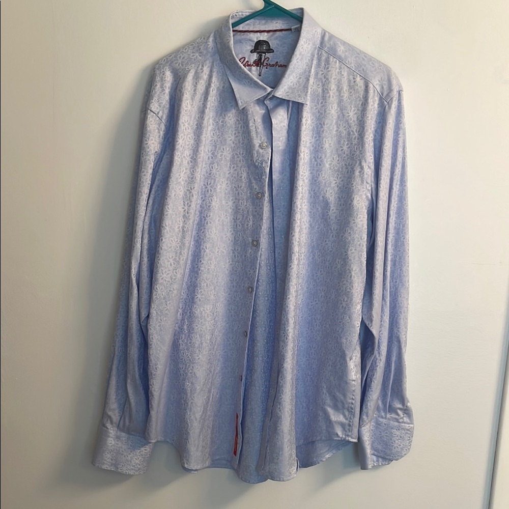 Robert Graham light Blue floral pattern Button Down Shirt XL